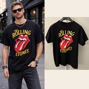 The Rolling Stones Black Band Graphic T Shirt Mens Size Large.